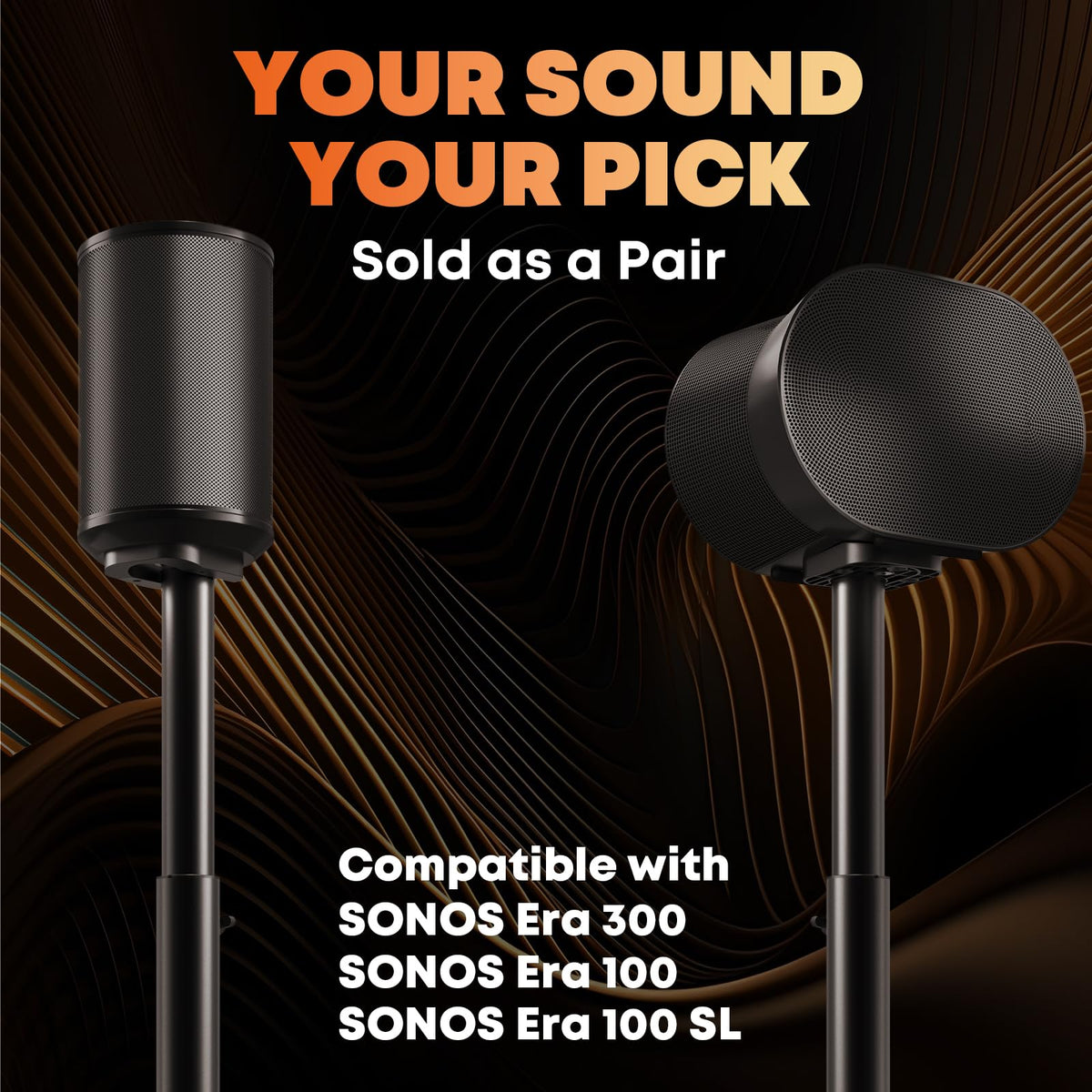 Putorsen Era 100/300 stand side view with adjustable height for optimal listening.