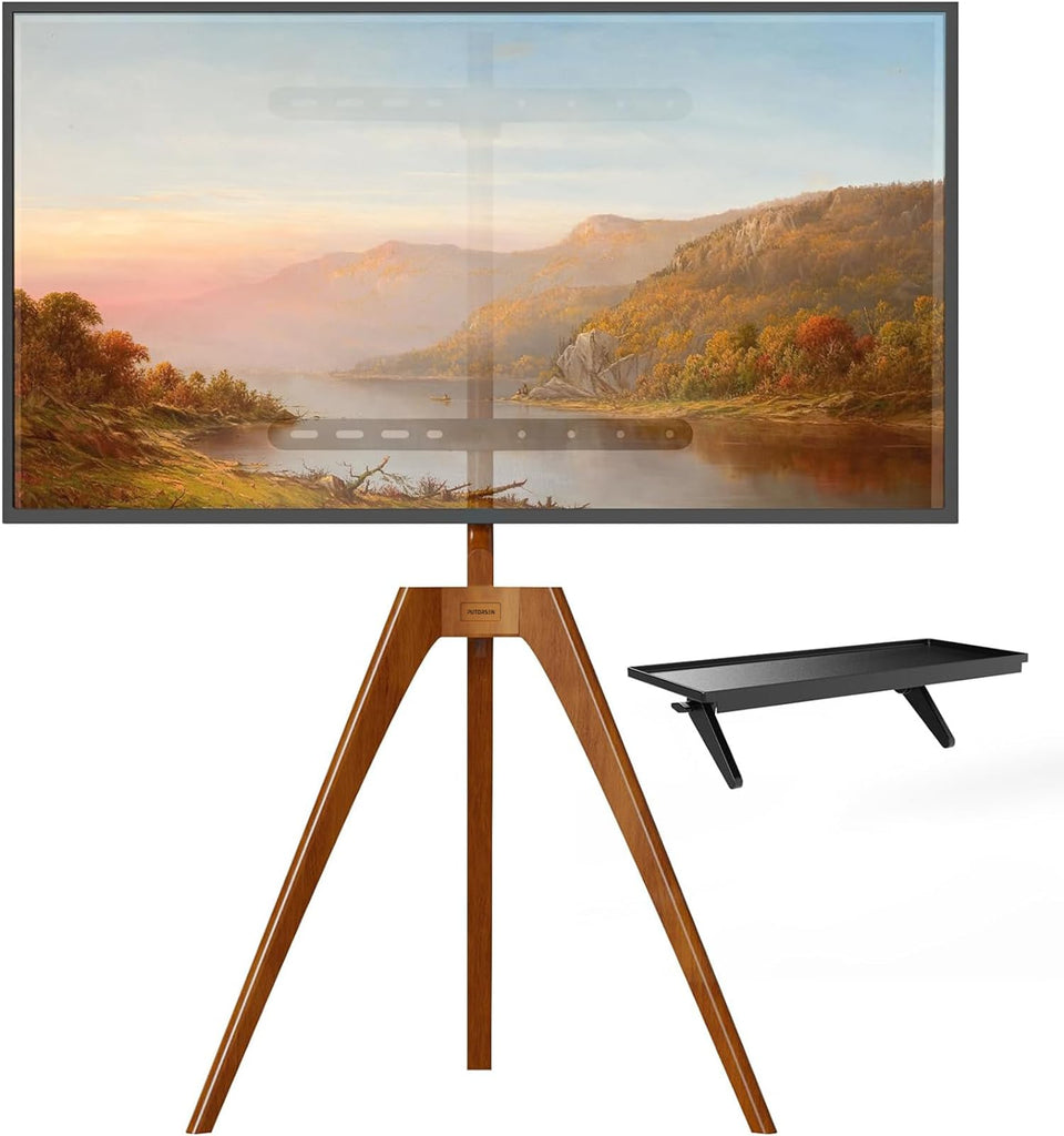 Putorsen premium wood easel TV stand base with sturdy beechwood support for 45–65 inch screens