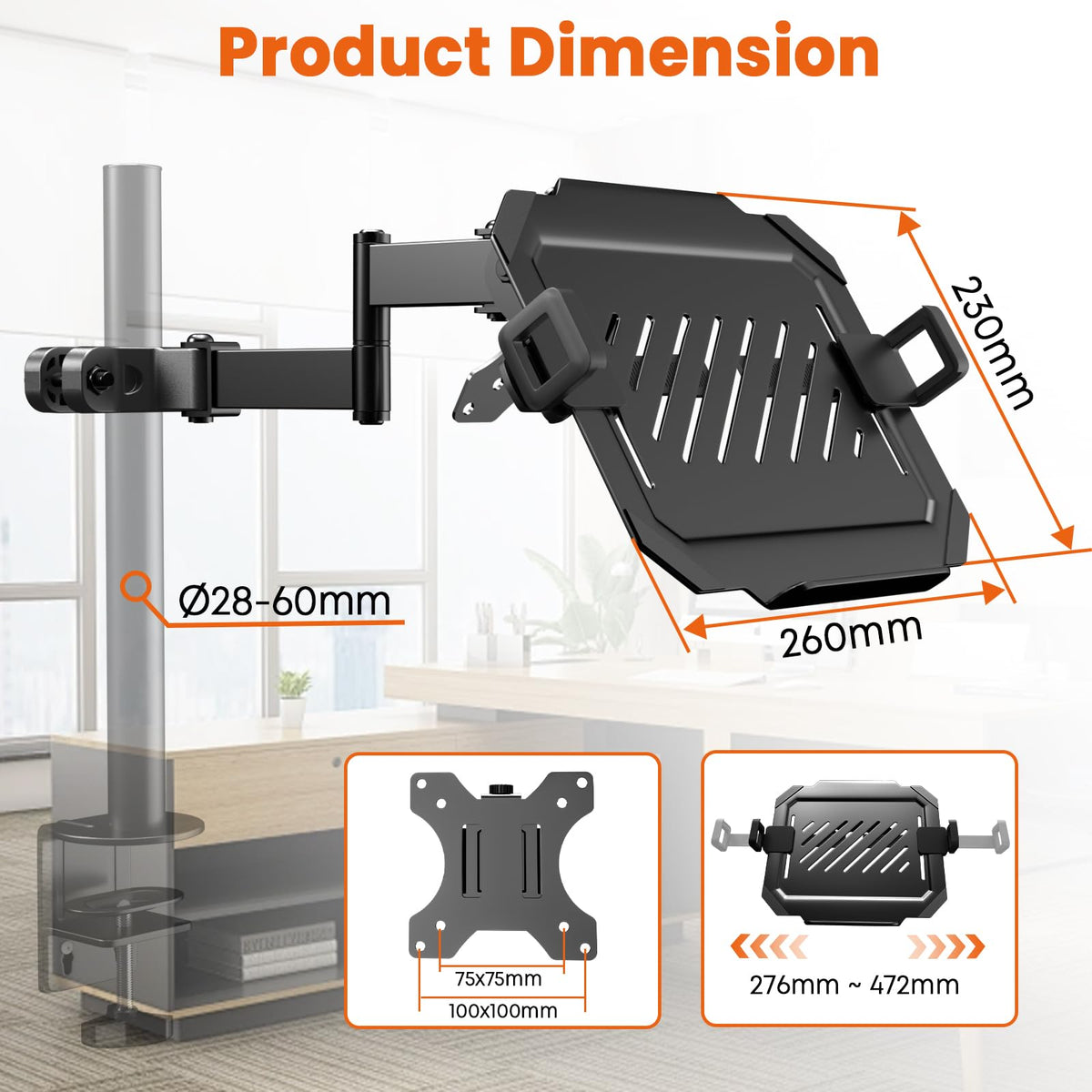 PUTORSEN removable VESA plate and included hardware for quick setup
