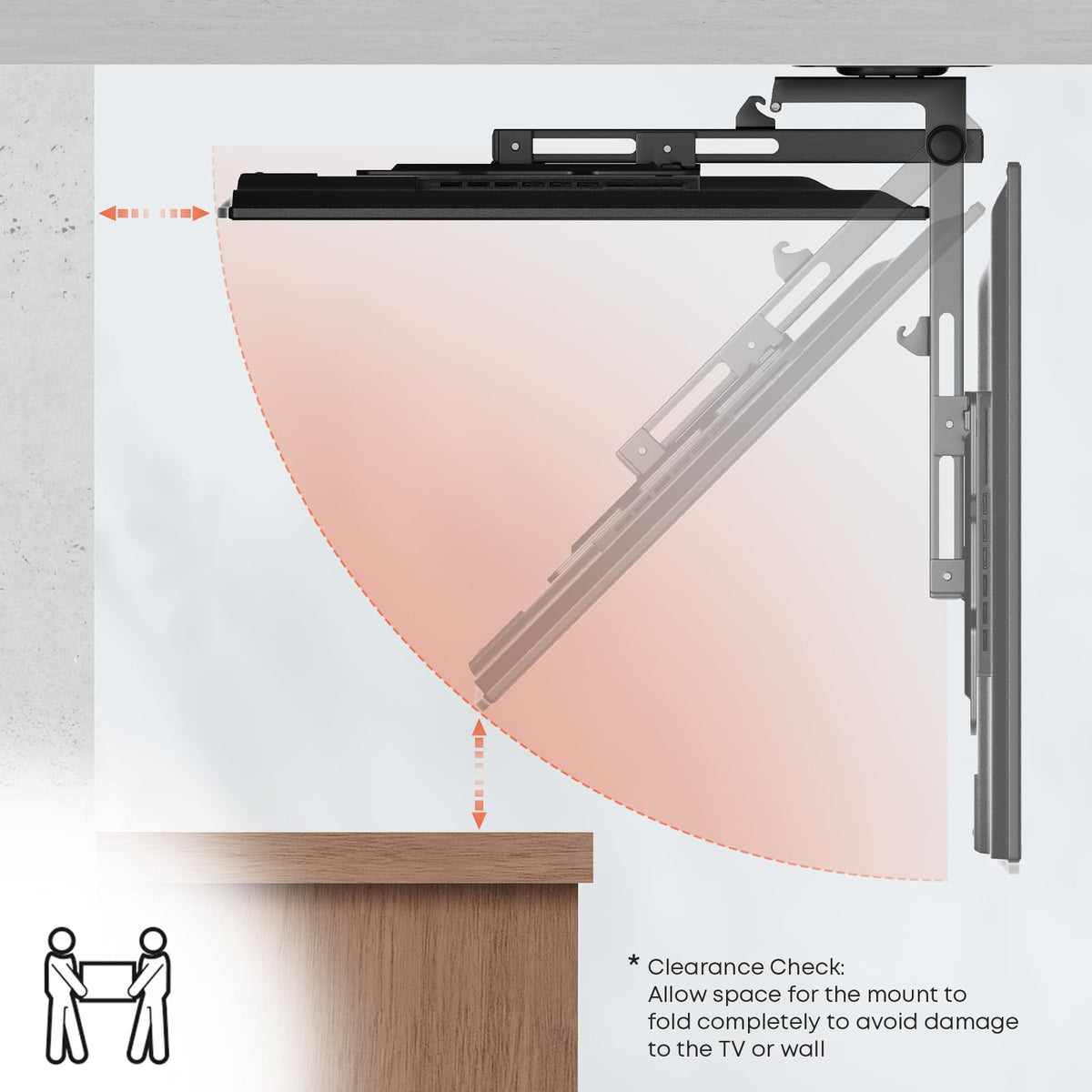 PUTORSEN vertical rail adjustment showing height tuning for perfect screen placement