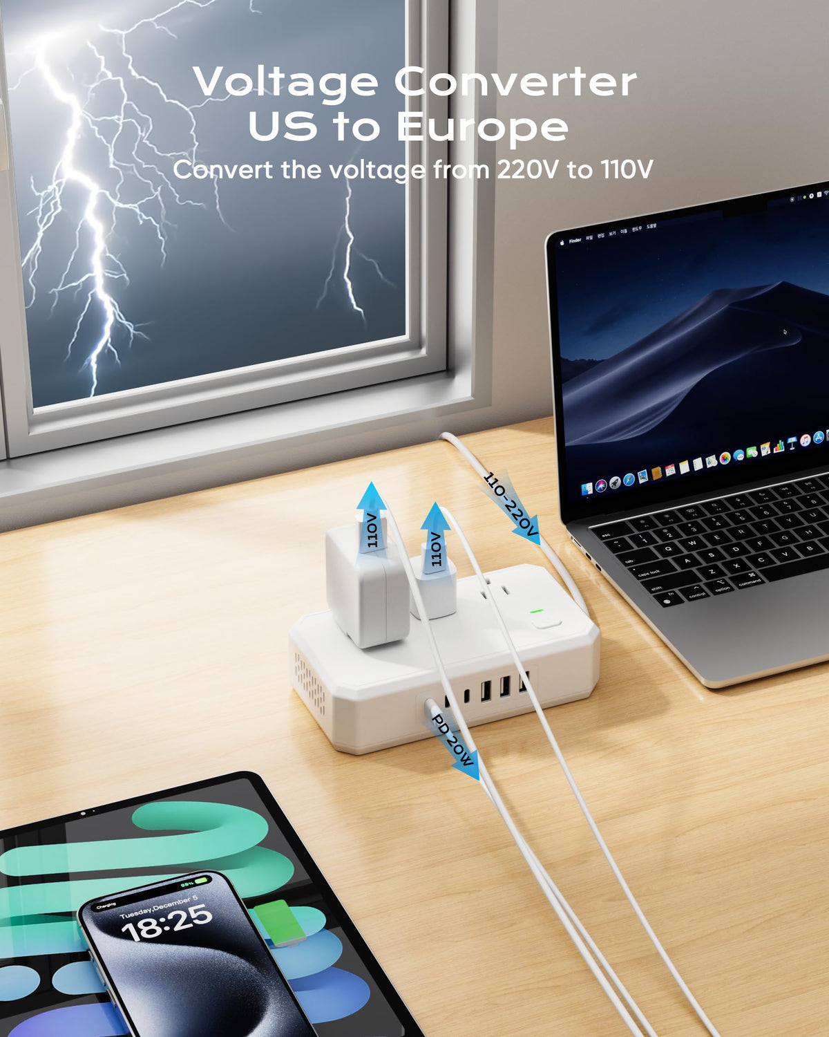 Puveini closeup USB‑C port, fast charging for phones and tablets