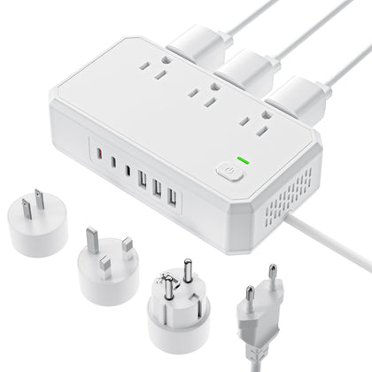 Puveini front view showing sockets and indicators, convenient charging solution