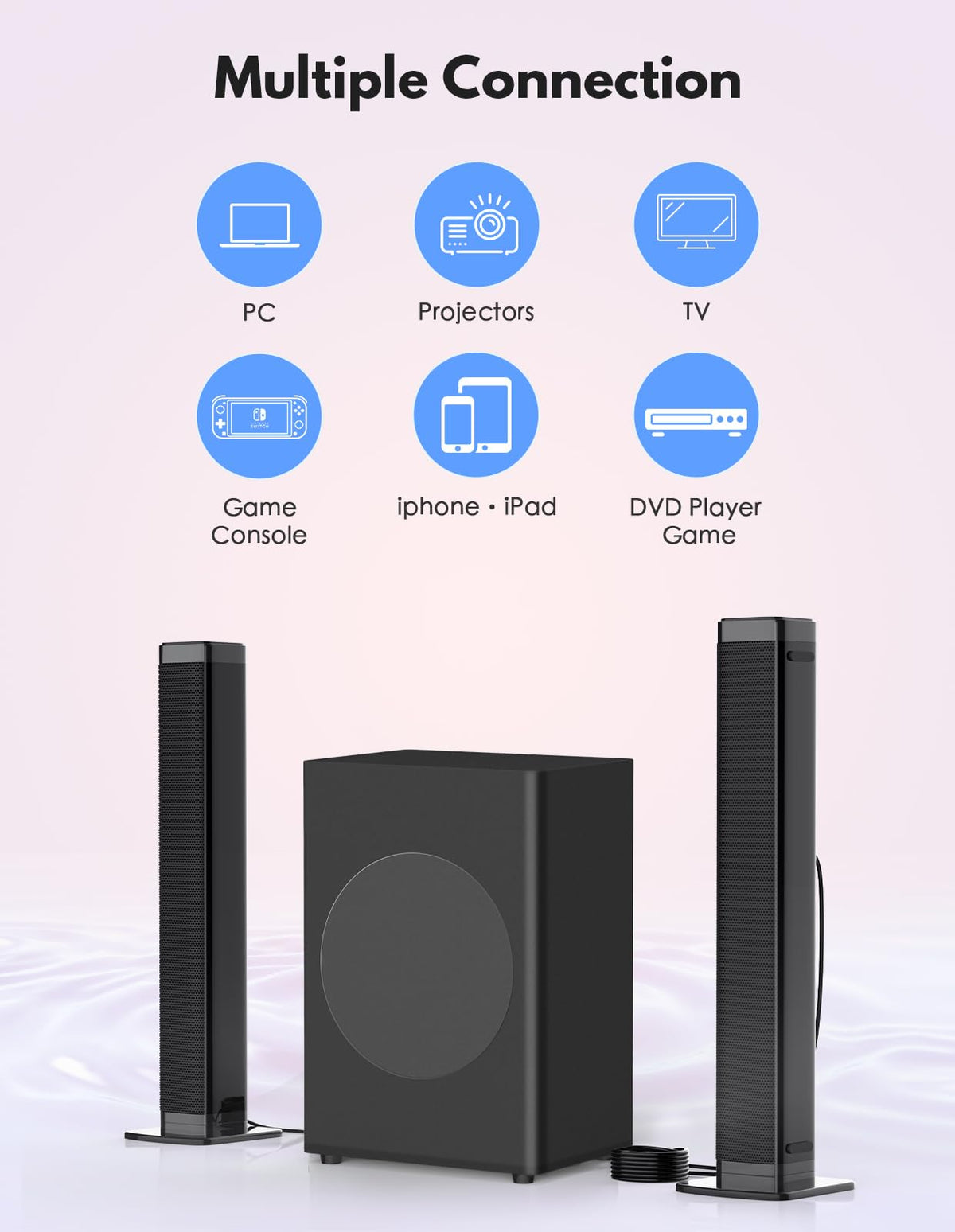 Puxinat soundbar paired with phone via Bluetooth for quick wireless music playback