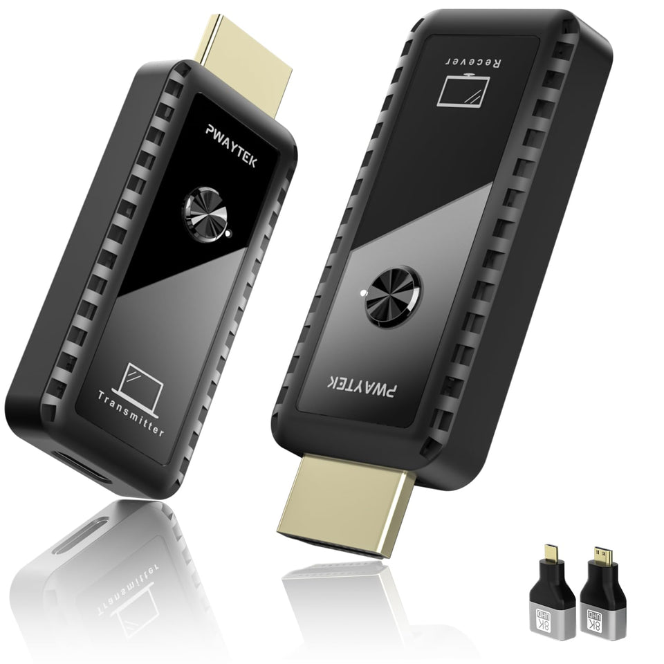 PWAYTEK front view showing transmitter and receiver, clear connectivity benefit