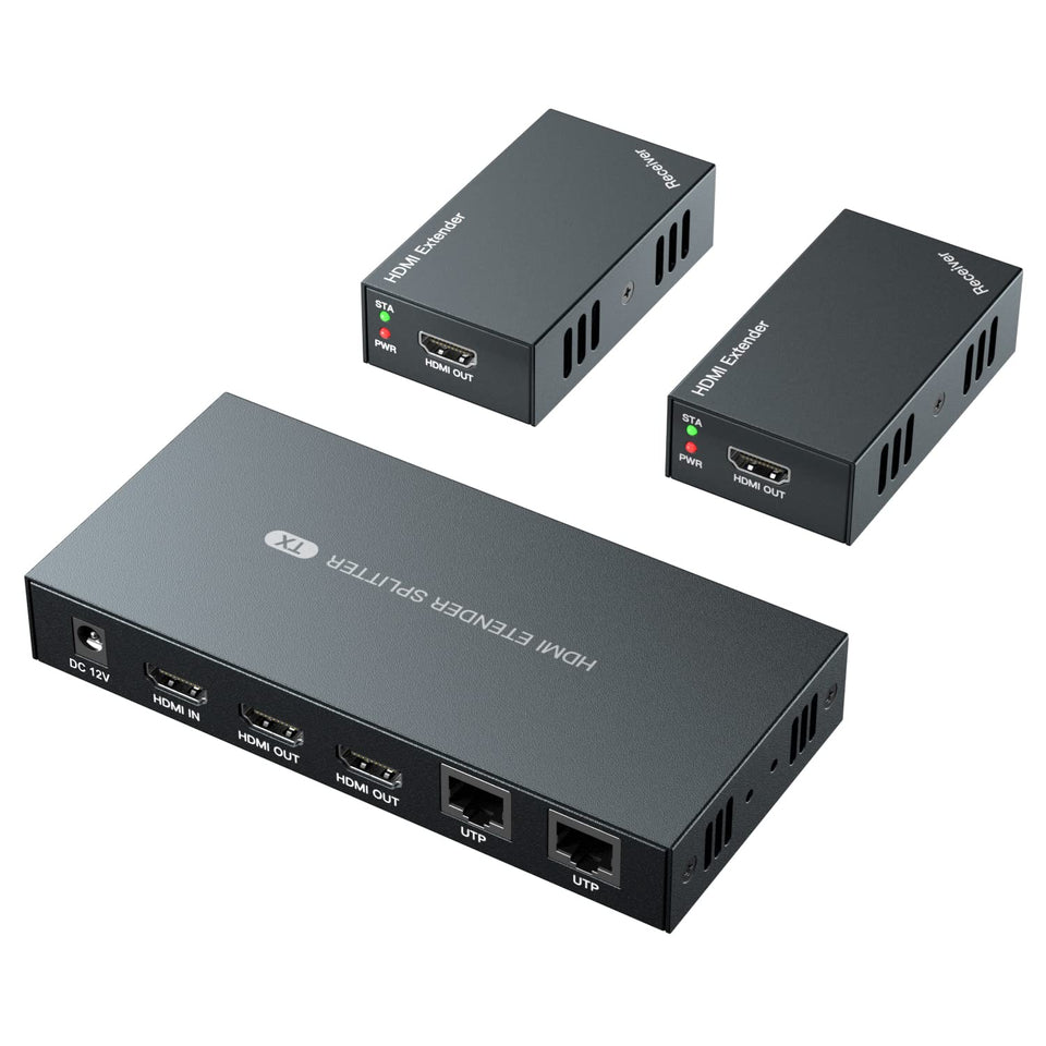 PWAYTEK HDMI extender 1x2 transmitter enables long-distance 1080p transmission.