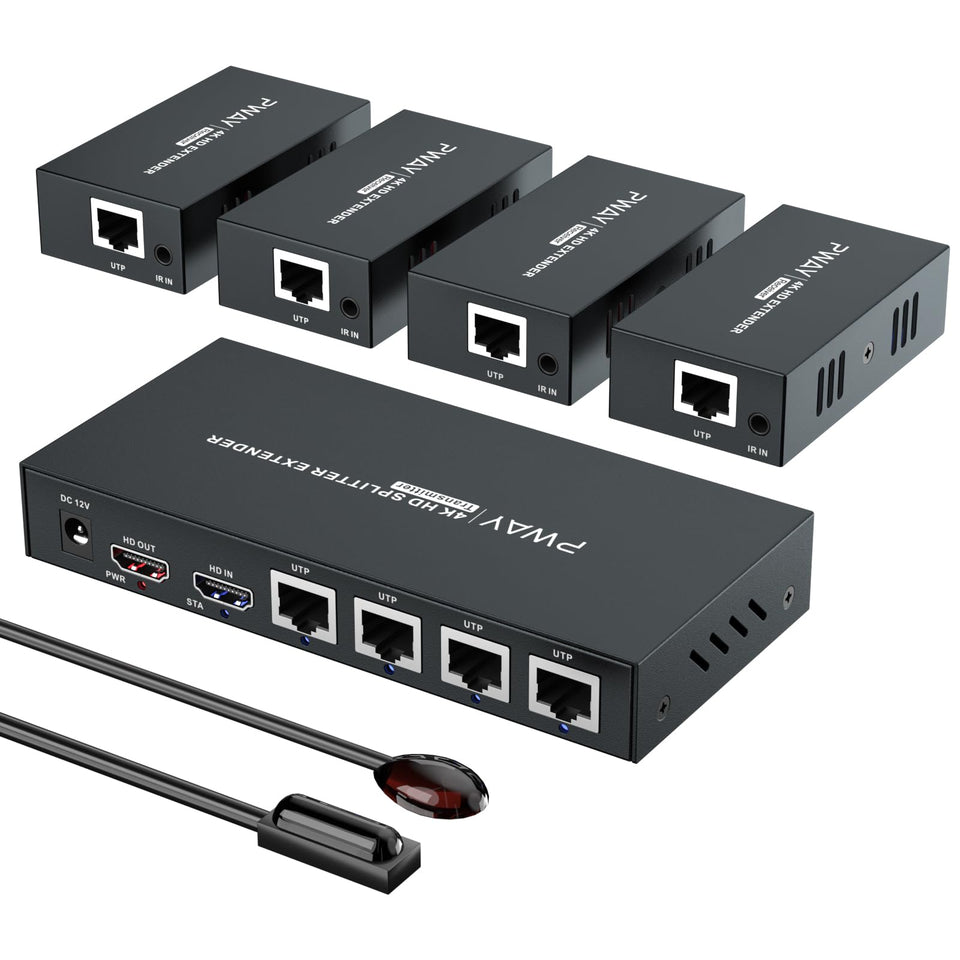 PWAYTEK HDMI Extender 1x4 transmitter enables long distance 4K distribution over CAT cables