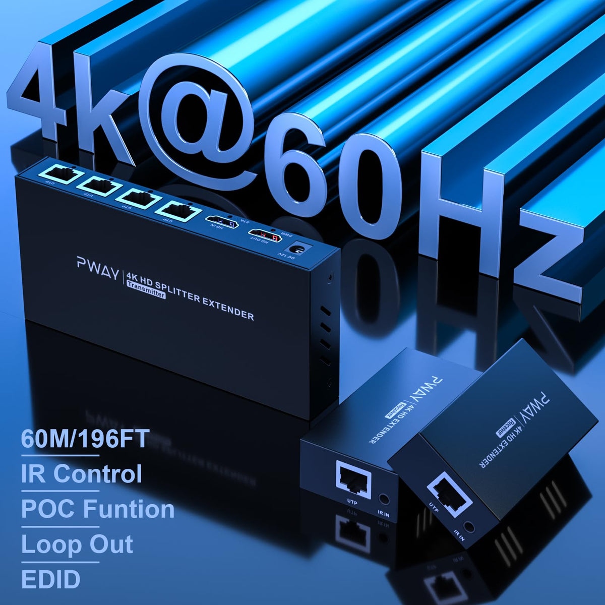 PWAYTEK HDMI Extender receiver enables synchronized 4K across four displays