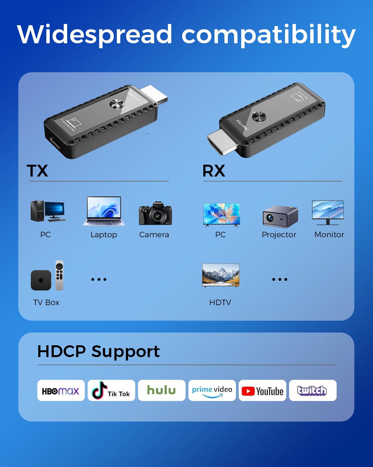 PWAYTEK in-use streaming from laptop to TV for cable-free viewing benefit