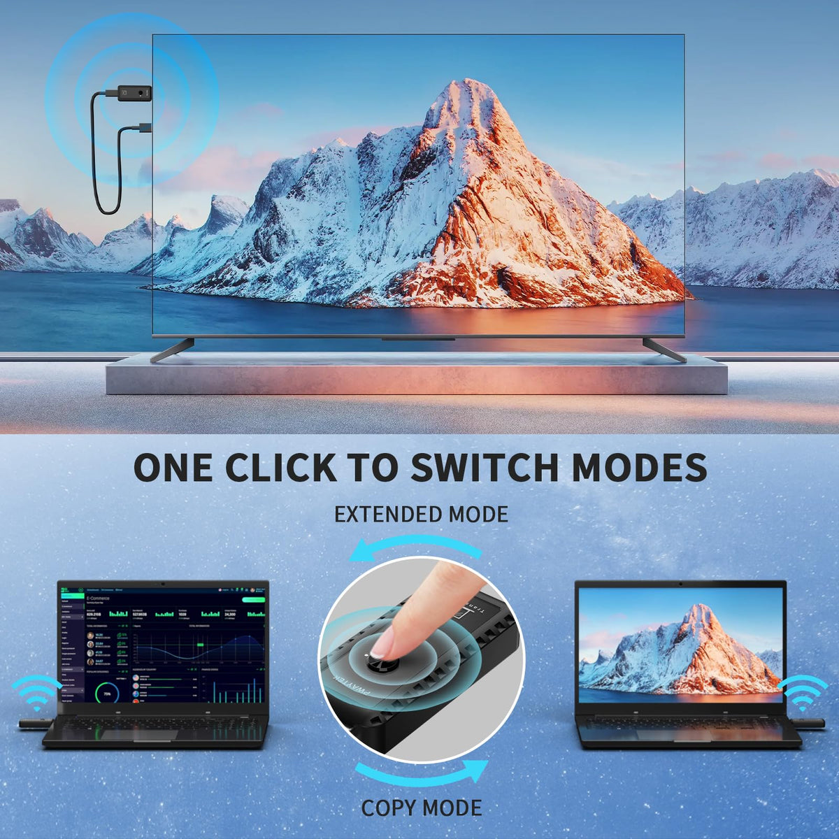 PWAYTEK receiver hooked to projector for presentations and easy placement benefit