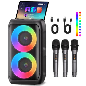 PWBSLAI Bluetooth speaker front view shows a robust, portable party design.