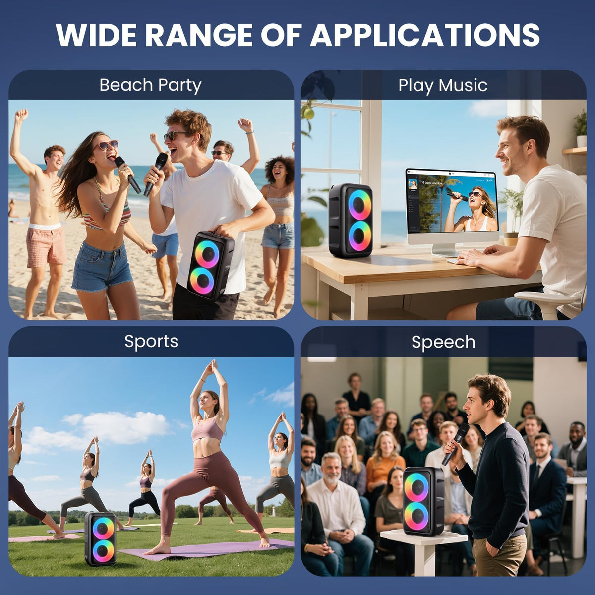 PWBSLAI TWS stereo setup enables wider sound for larger spaces.