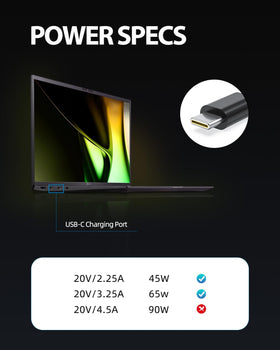 Pwept charger plugged into LG Gram laptop demonstrating reliable charging