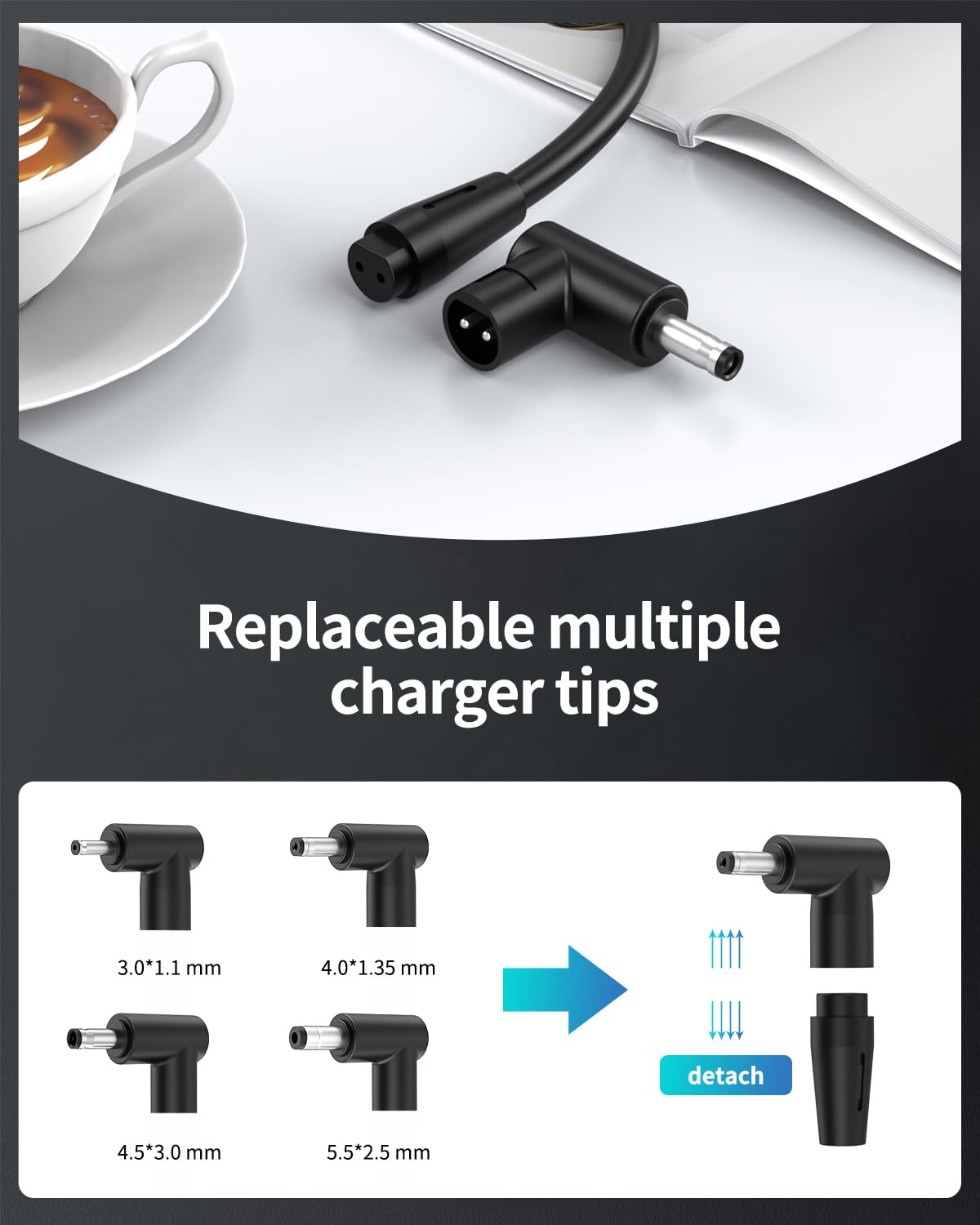 Pwept adapter next to a smartphone showing compact size and travel convenience