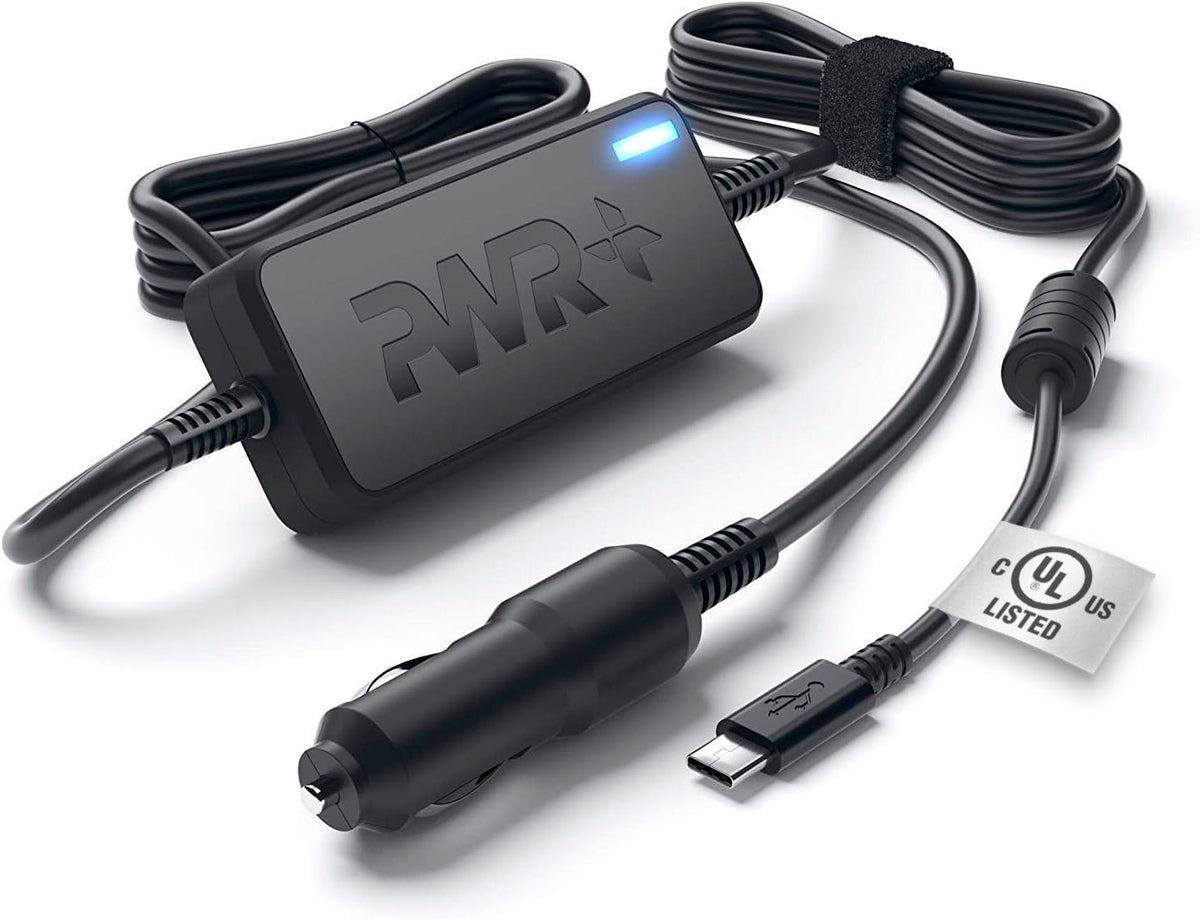 PWR+ USB-C car charger front view showing compact design and easy mounting benefit
