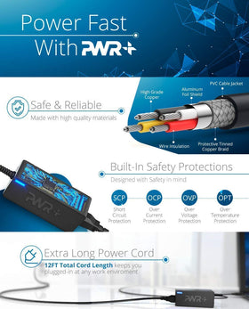 PWR+ adapter powering a Panasonic Toughbook demonstrating reliable operation
