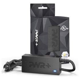 PWR+ charger plugged in car powering a laptop for convenient charging
