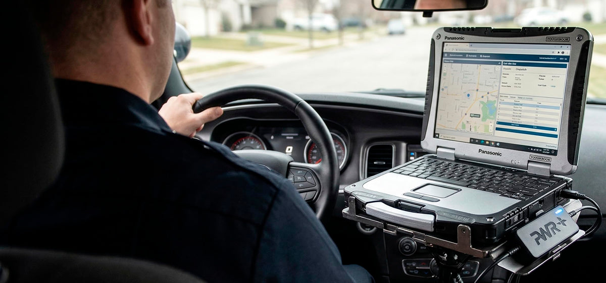 PWR+ powering a Toughbook in a field setting for dependable mobile productivity
