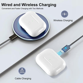 Pyhsz AirPods Pro 3 charging case on wireless pad for cable-free charging.