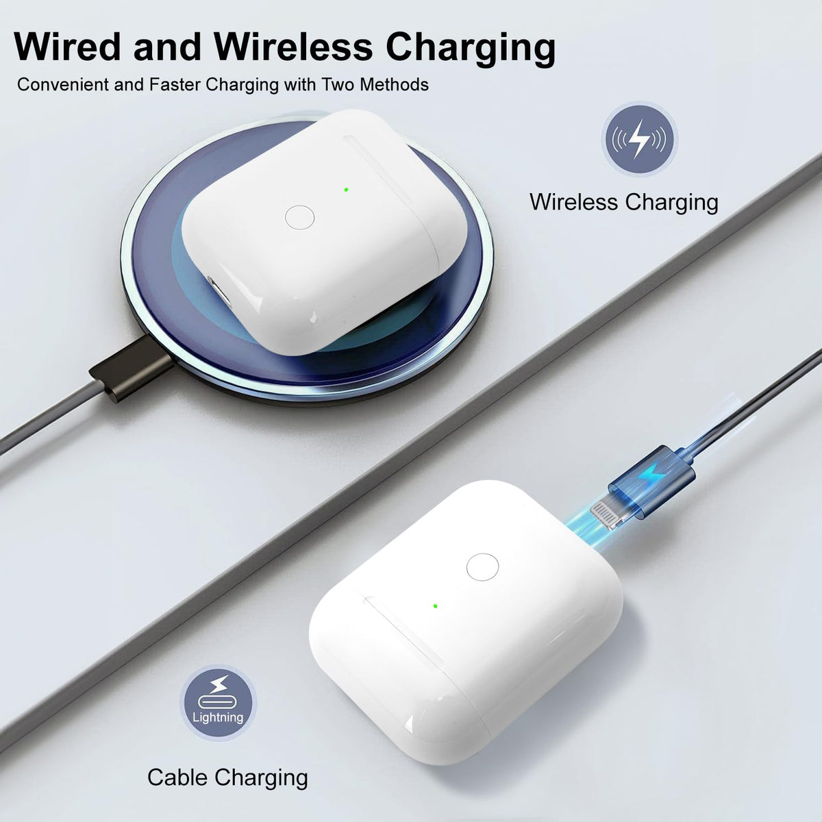 Pyhsz AirPods replacement case wireless charging surface for cord-free use