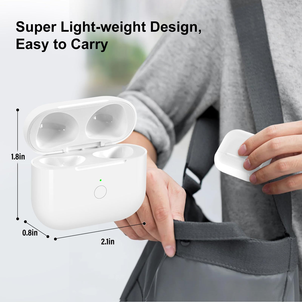 Pyhsz case beside a smartphone to show compact scale and pocket friendly size for travel