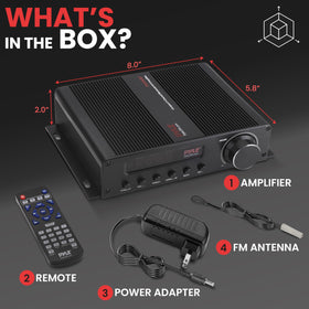 Pyle compact 5-channel amplifier fits neatly on a shelf.