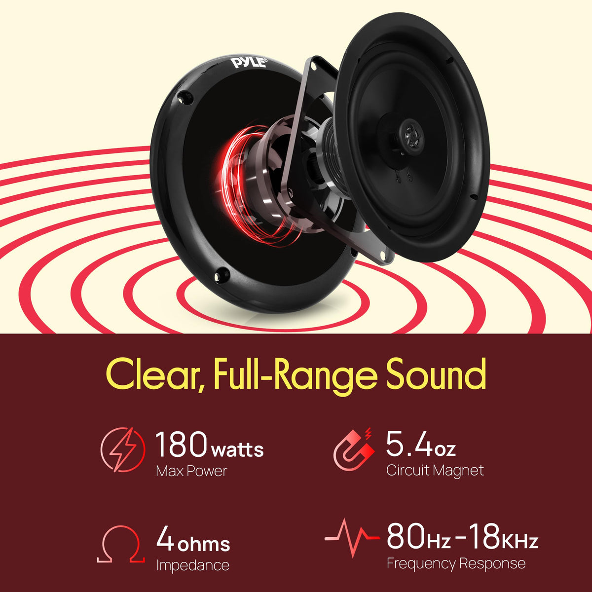 Pyle 2-way full-range sound delivers clear music from deck to cockpit