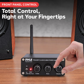 Pyle 240W mini amplifier RCA input ready for turntables and CD players.