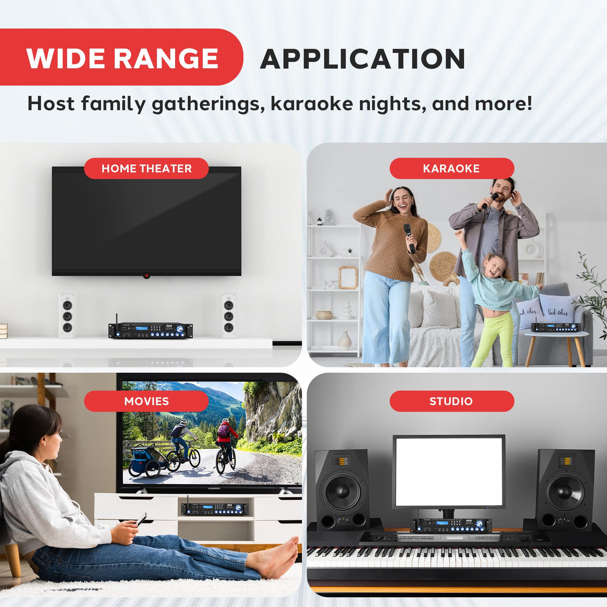 Pyle 3000W amplifier Bluetooth streaming for wireless music from mobile devices.
