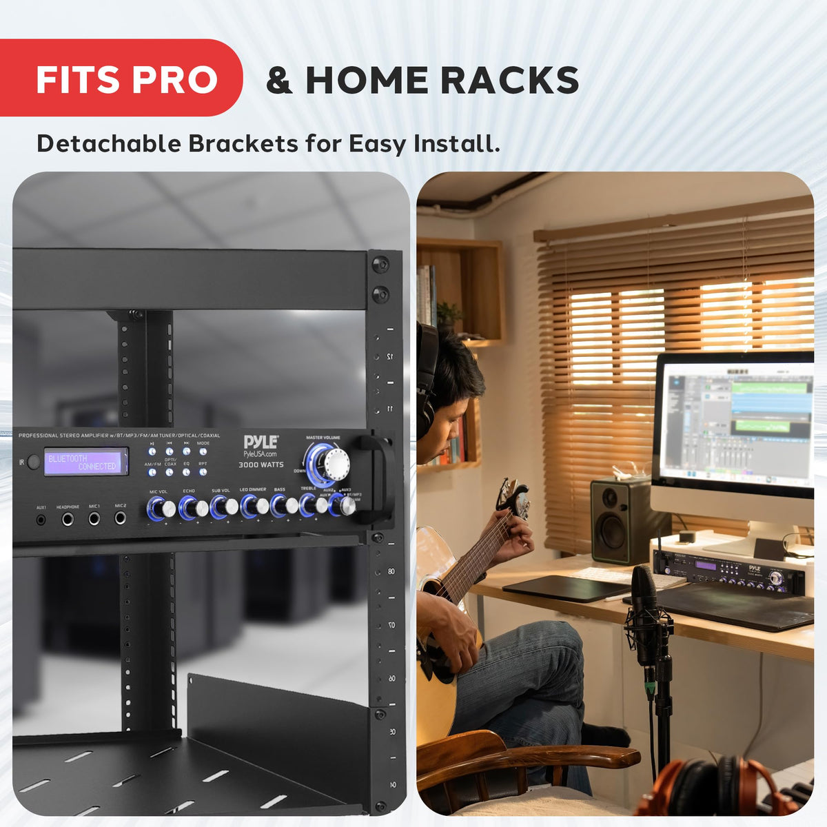 Pyle 3000W amplifier rack-mount design fits professional audio installations.
