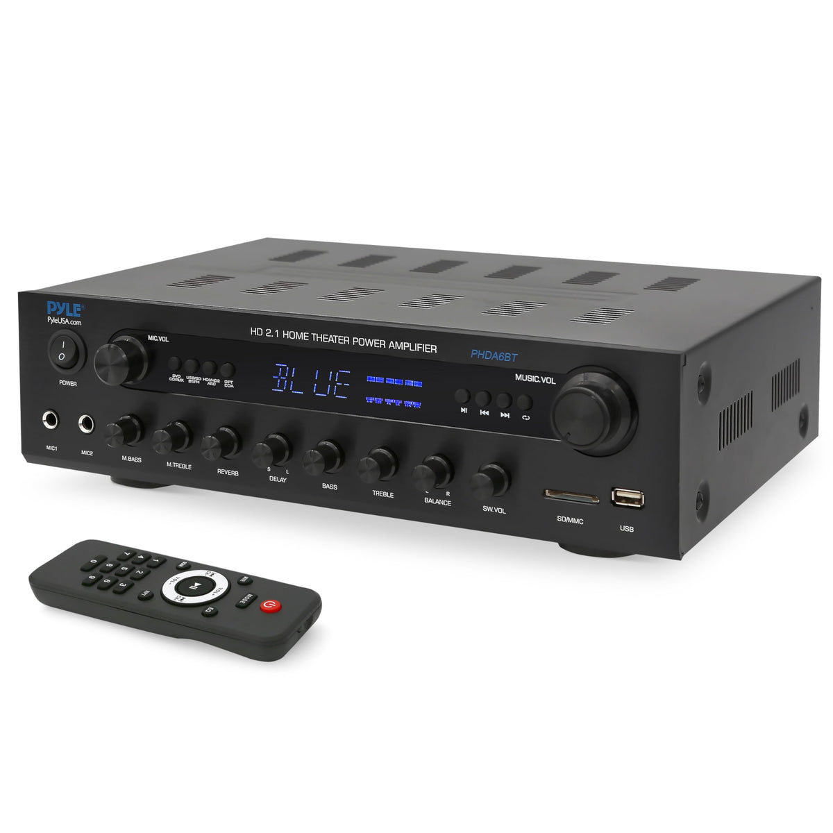 Pyle 400W amplifier front panel controls for easy tone and volume tweaks