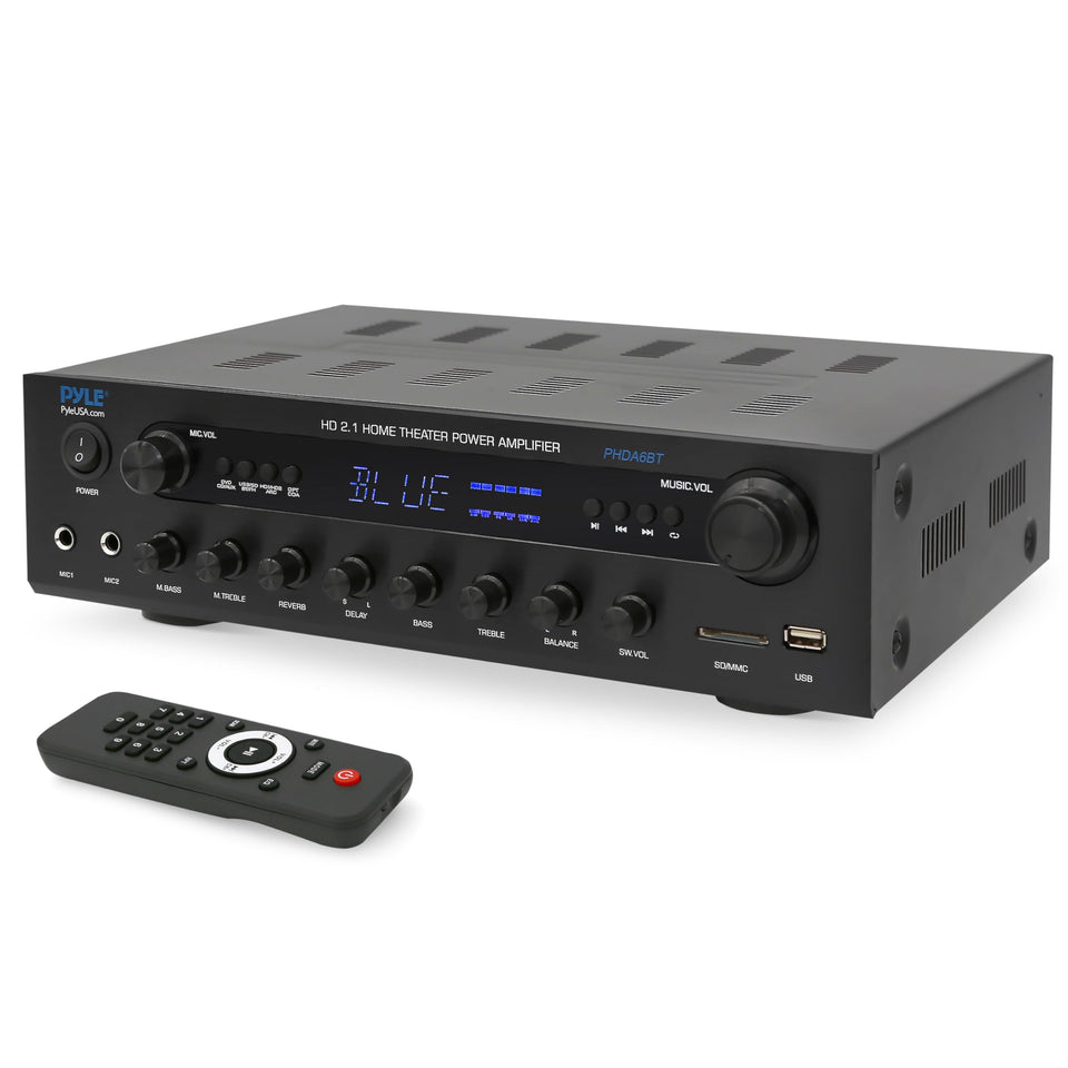 Pyle 400W amplifier front panel controls for easy tone and volume tweaks