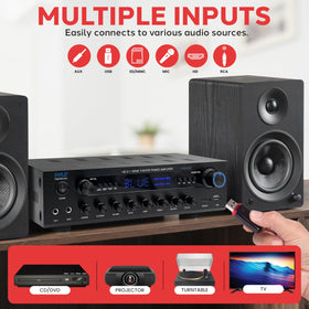 Pyle 400W amplifier multi-channel audio for immersive home theater