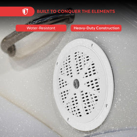 Pyle marine speaker grille close-up highlighting weather-resistant protection.