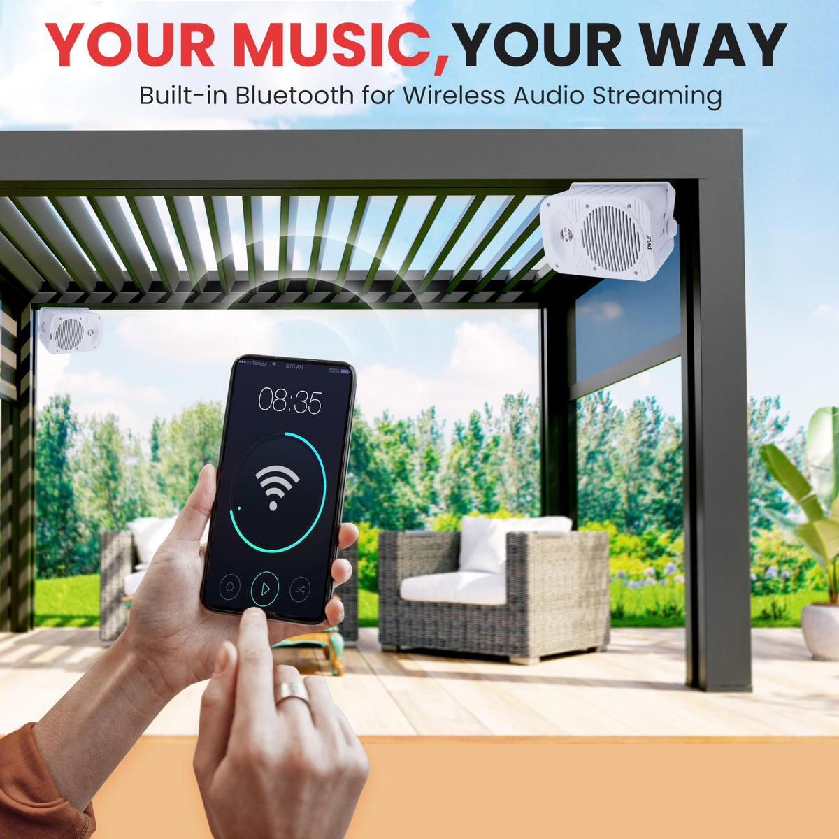 Pyle 500W outdoor speaker crossover network closeup illustrating sound separation