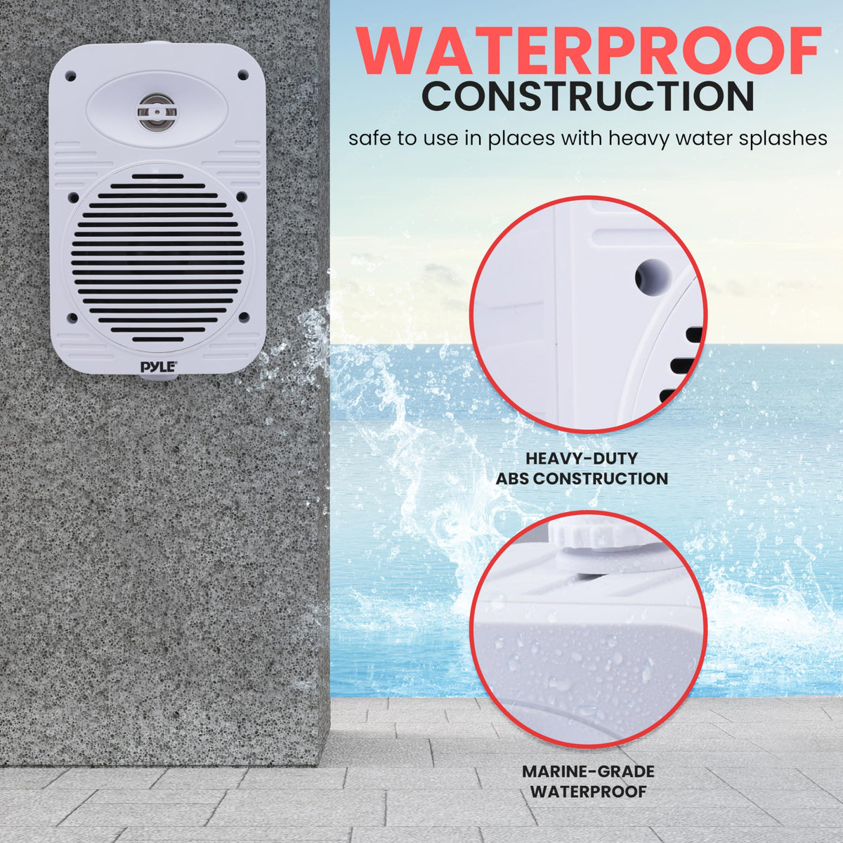 Pyle 500W outdoor speaker mounting brackets shown for quick setup