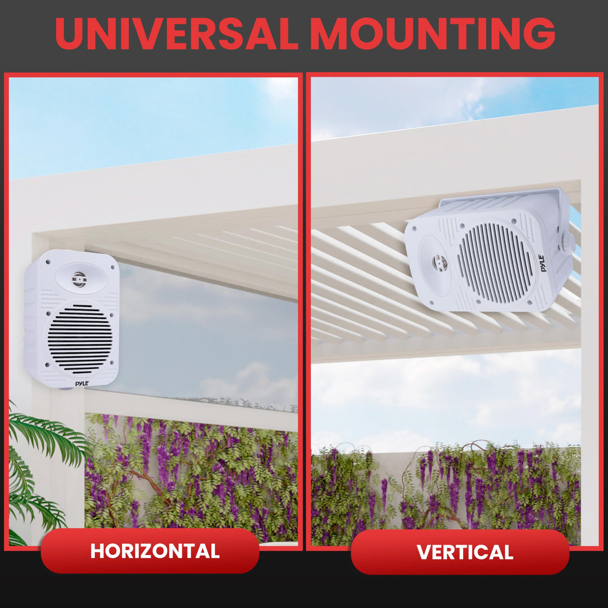 Pyle 500W outdoor speaker waterproof construction withstands outdoor exposure