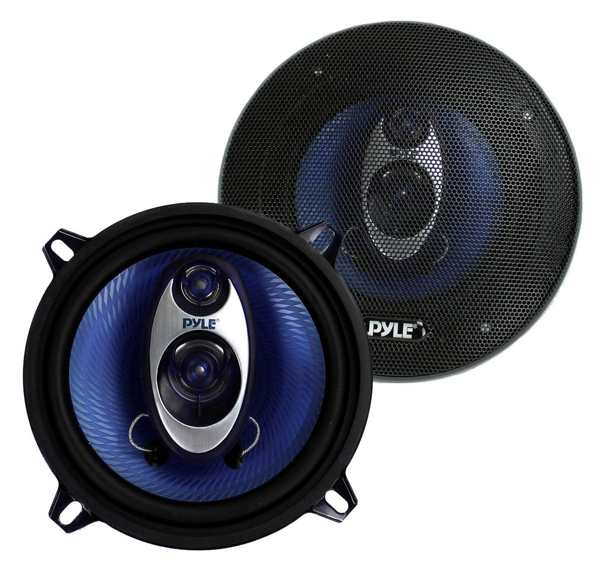 Pyle 525 car speaker blue poly injection cone delivers vivid midrange for daily driving