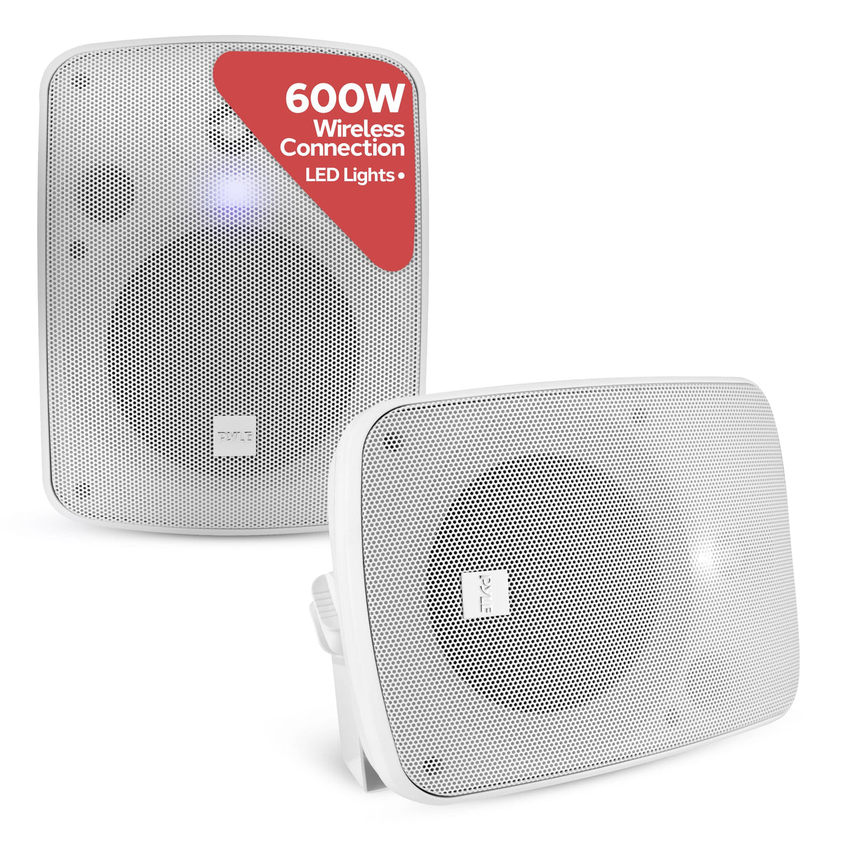 Pyle 5.25-inch outdoor Bluetooth wall-mount speakers for wireless music on patios