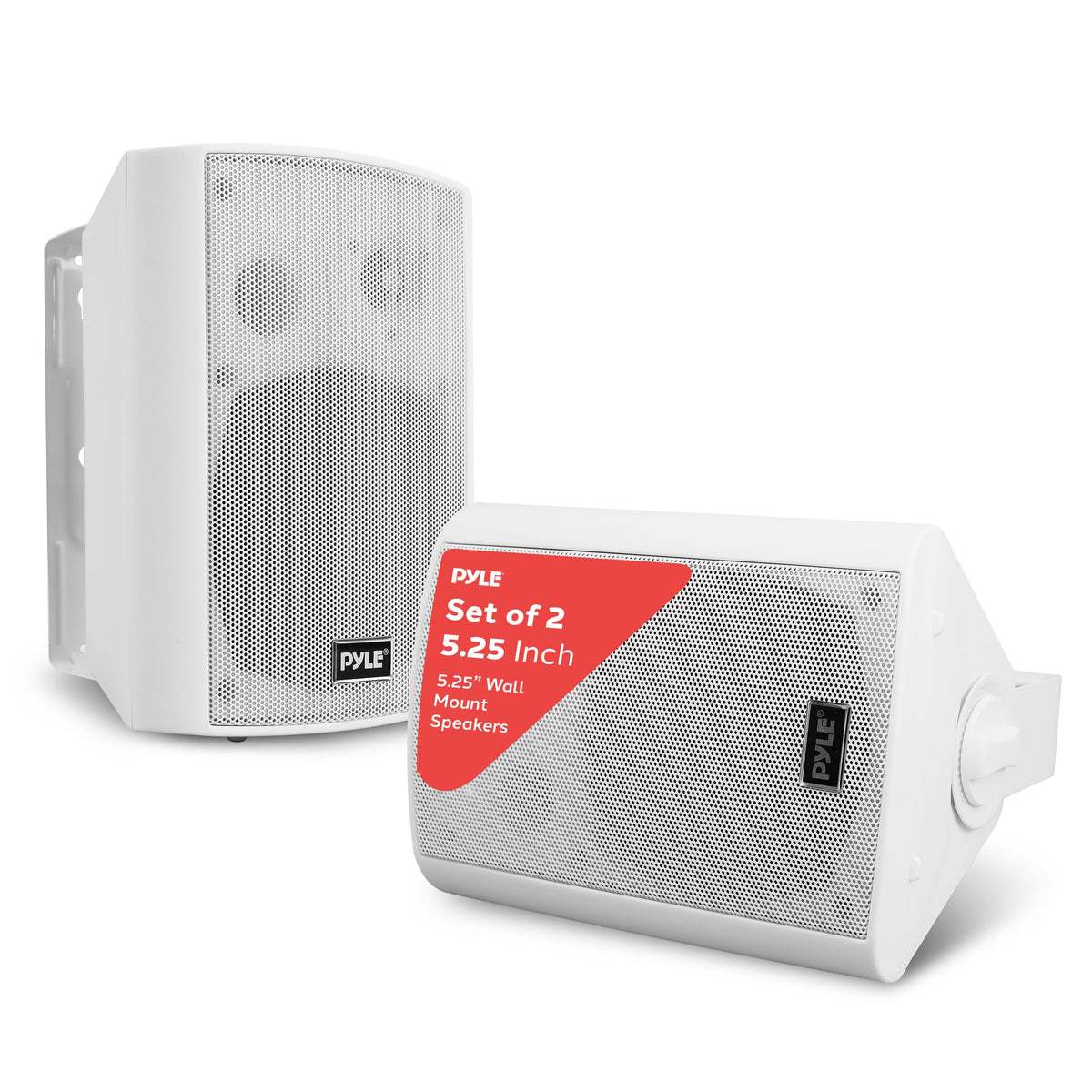 Pyle 5.25-inch wall-mount outdoor waterproof speakers for patios and pools.