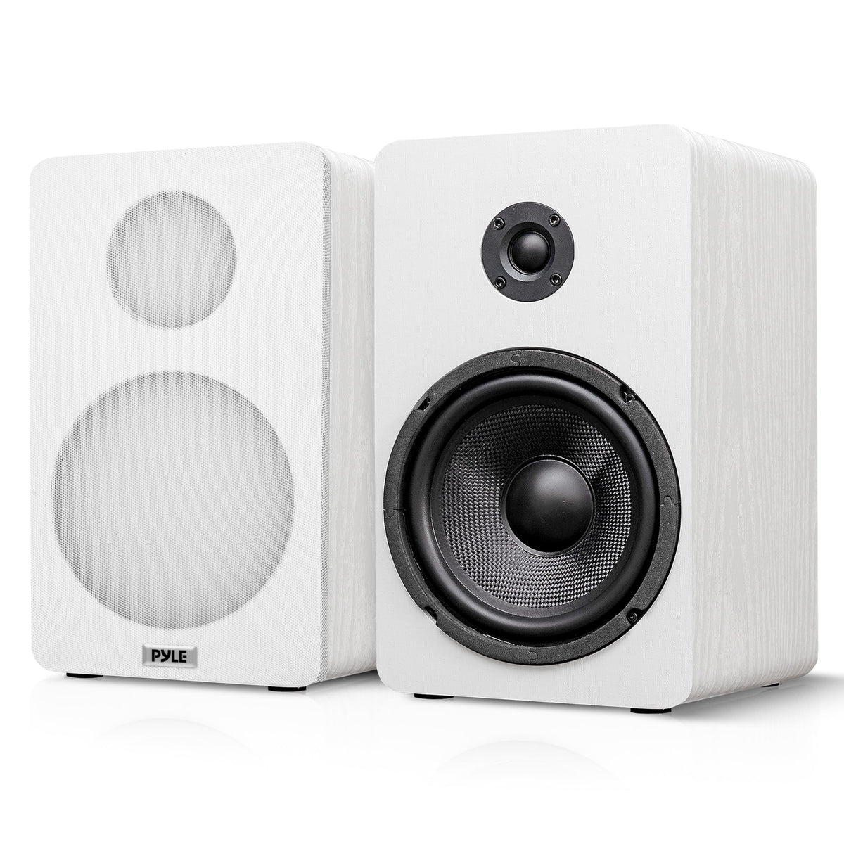 Pyle 6.5 inch bookshelf speaker front view showing balanced highs and lows