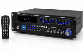 Pyle Bluetooth Hybrid Amplifier front panel with essential controls for quick setup