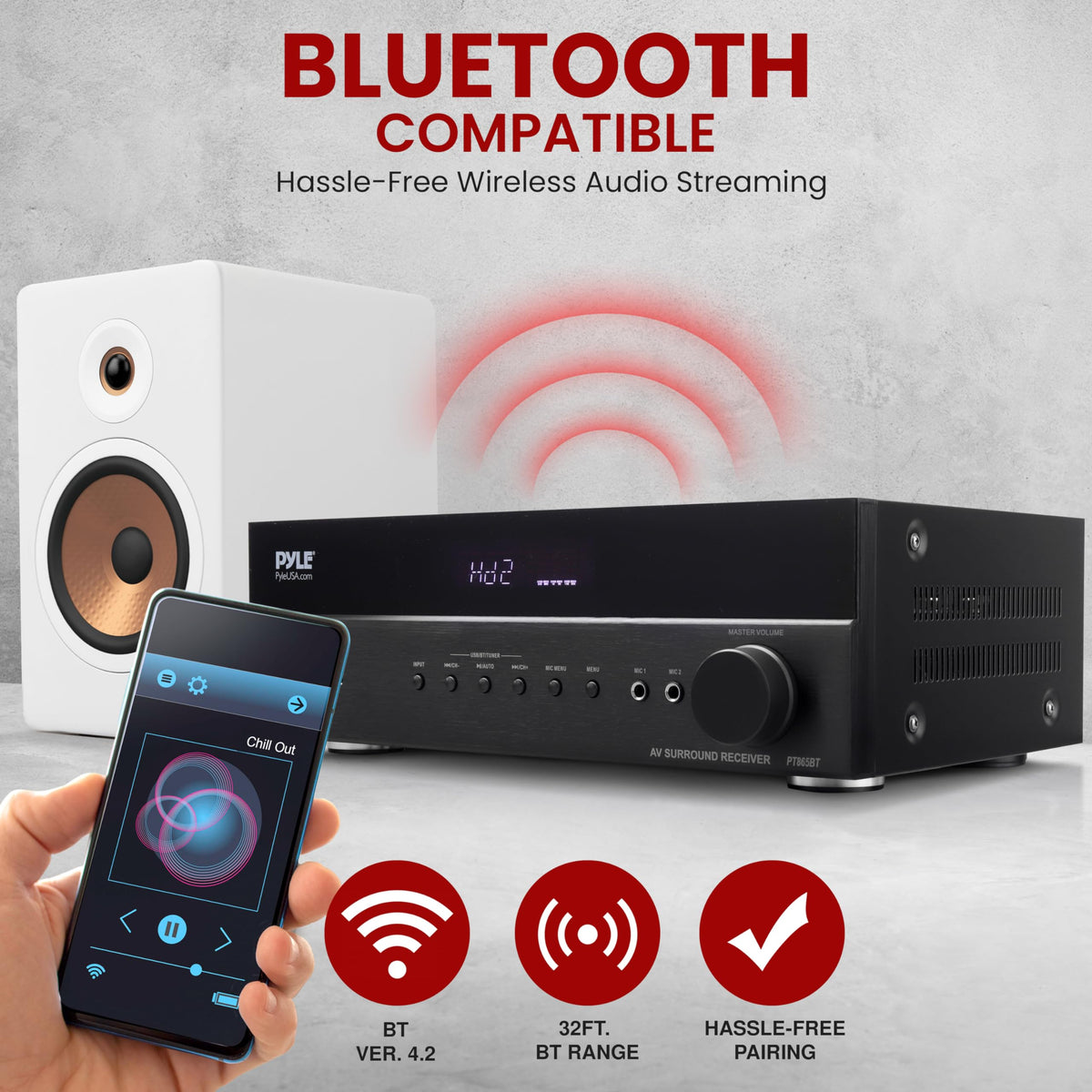 Pyle Bluetooth streaming enables wireless listening from mobile devices.
