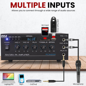 Pyle Compact Size amplifier fits neatly on a desk or shelf