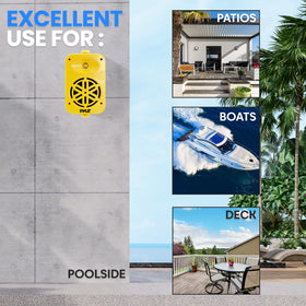 Pyle compact, slim-design outdoor speakers fit patios and boats without crowding space.