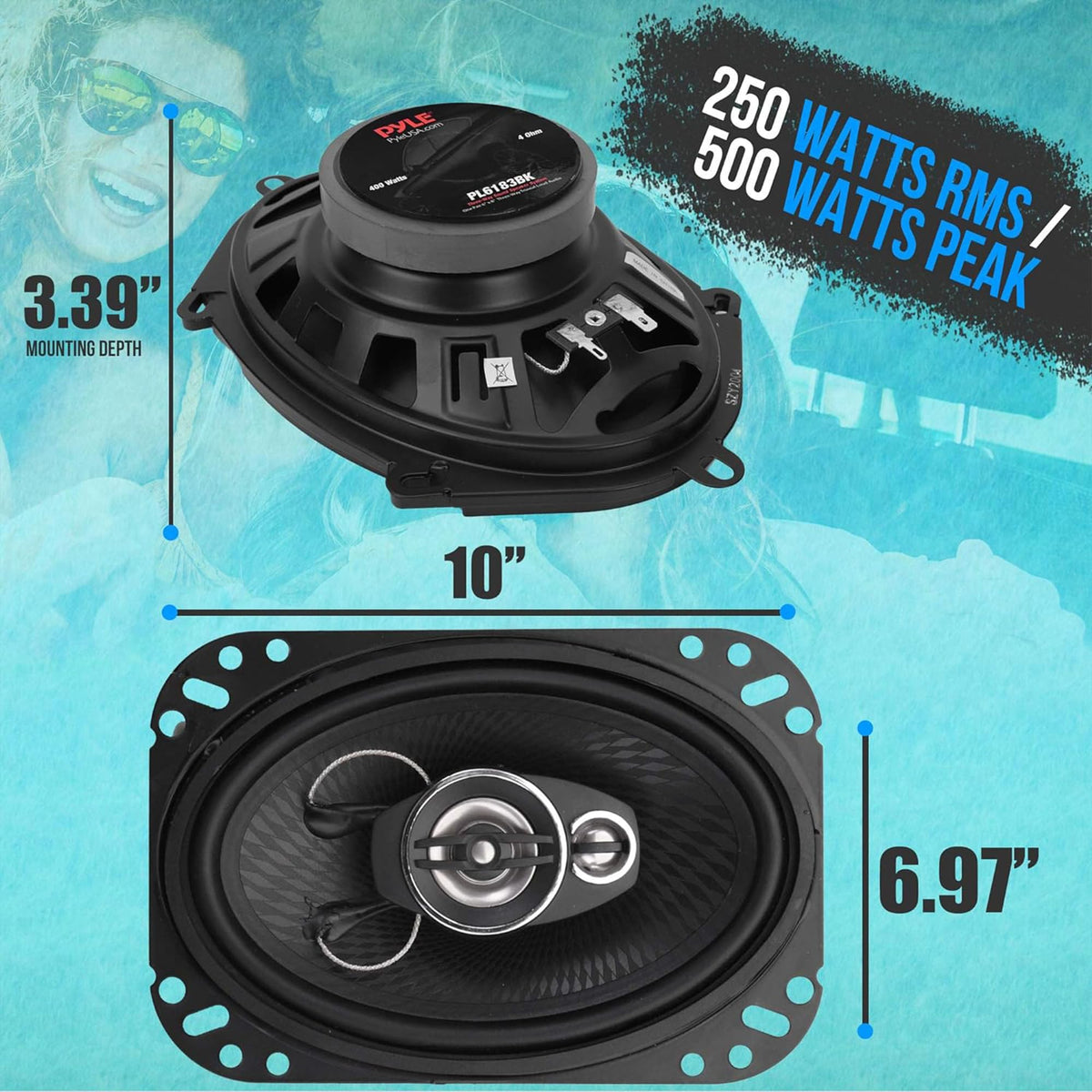 Pyle cone close-up texture highlighting durable poly injection cone for better bass