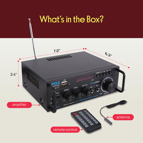 Pyle amplifier connected to a bookshelf speaker illustrating correct scale and speaker pairing