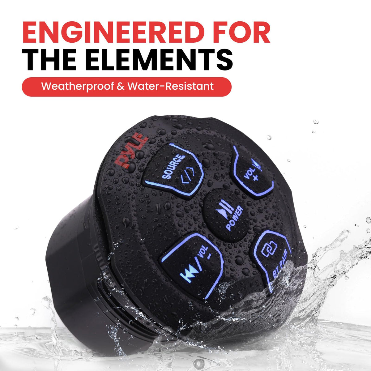 Dual 6.5-inch marine speakers on white housing delivering boat sound