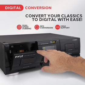 Pyle dual cassette deck rear RCA connections enable seamless external audio setups