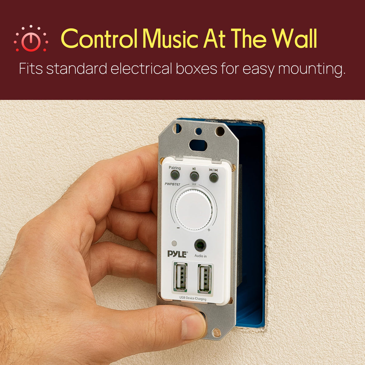Pyle dual USB ports and 3.5mm AUX jack for simultaneous charging and audio