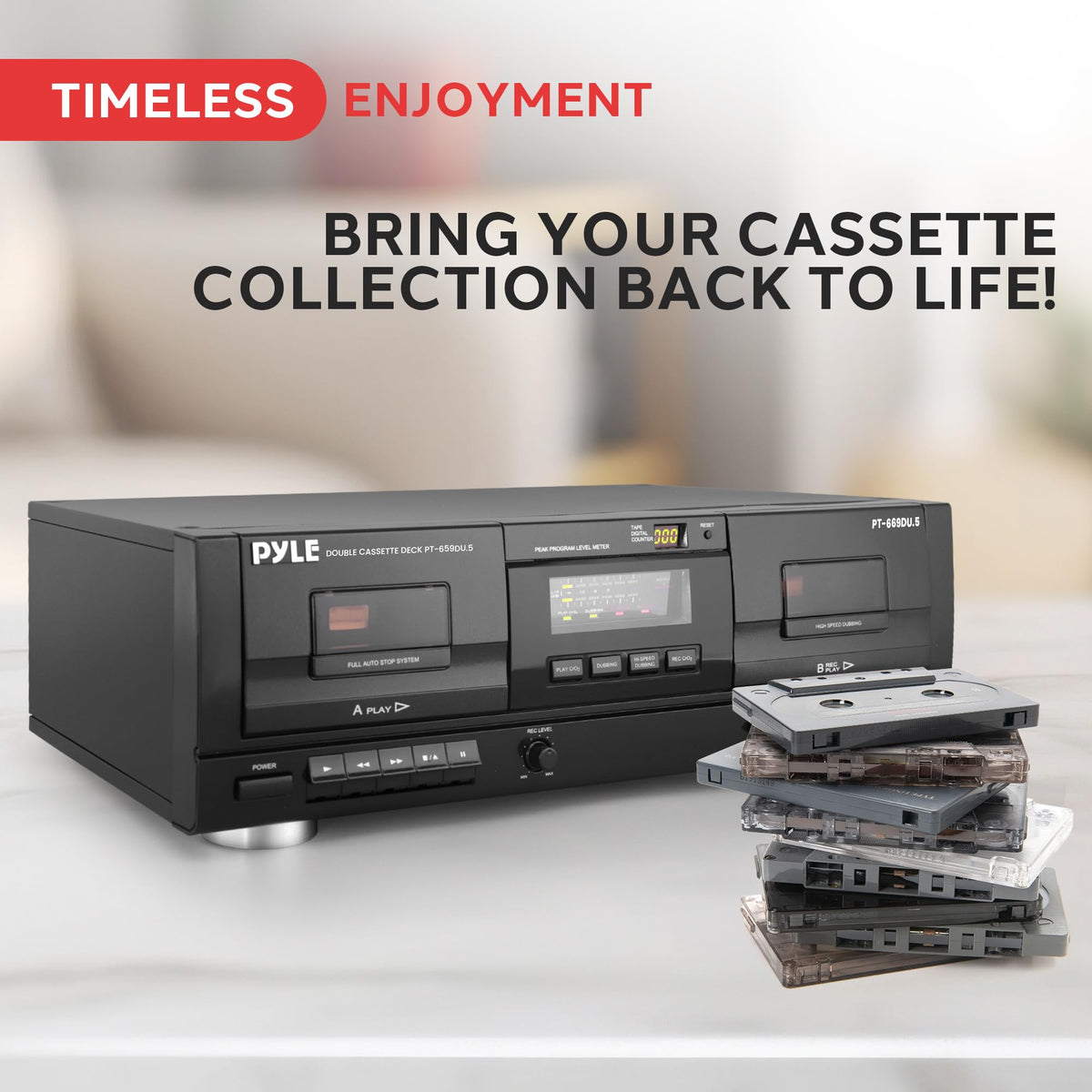 Pyle dynamic noise reduction preserves cassette audio quality during playback